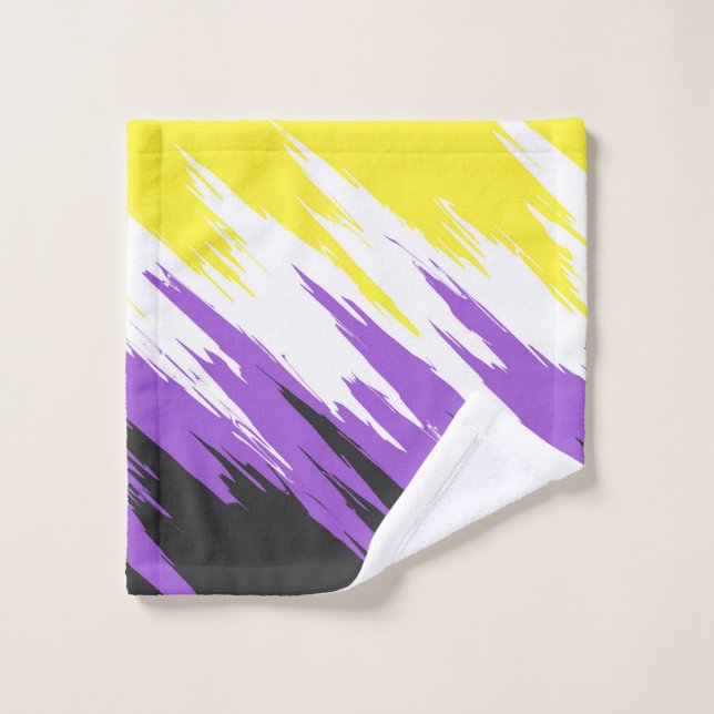 Drapeau de fierté non binaire funky grunge zigzag  (Gant de toilette)