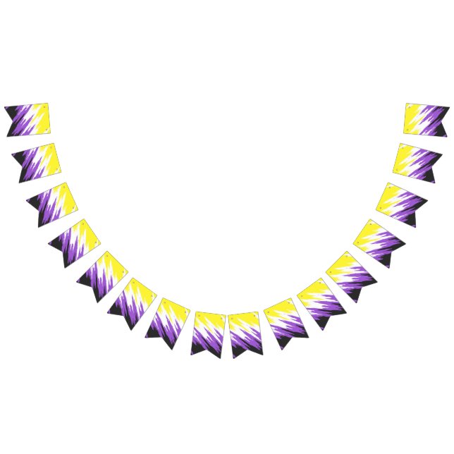 Drapeau de fierté non binaire funky grunge zigzag  (Tout)