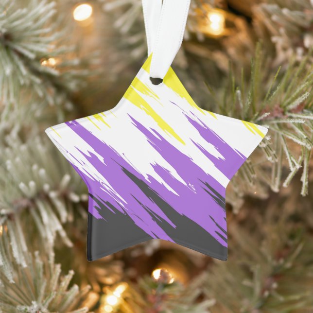 Drapeau de fierté non binaire funky grunge zigzag  (Arbre)