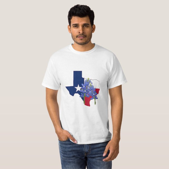Drapeau de forme d'état du Texas et T-shirt de (Devant entier)