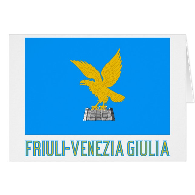 Drapeau de Friuli-Venezia Giulia avec le nom (Devant horizontal)