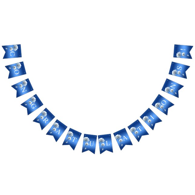 Drapeau de guirlande de fleurs d'aquarelle bleue (Tout)