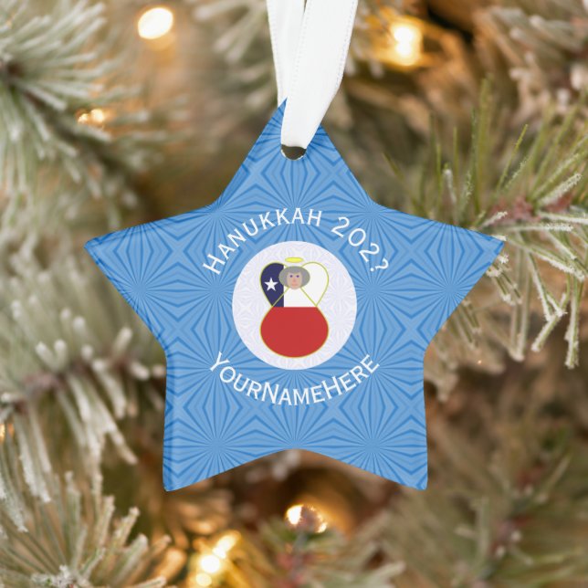 Drapeau de Hanukkah personnalisé Abuela Angel Chil (Arbre)