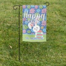 Personnalisé Joyeux Lapin de Pâques Retro Motif Fl