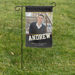 Drapeau De Jardin Photo de remise de diplômes Masculin Noir