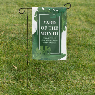 Drapeau De Jardin Yard of the Month Club Green Leaf Custom HOA