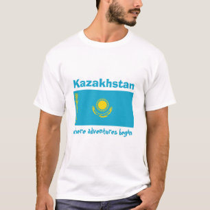 Drapeau de Kazakhstan + Carte + T-shirt des textes