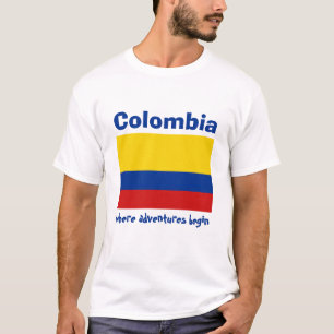 Drapeau de la Colombie + Carte + T-shirt des
