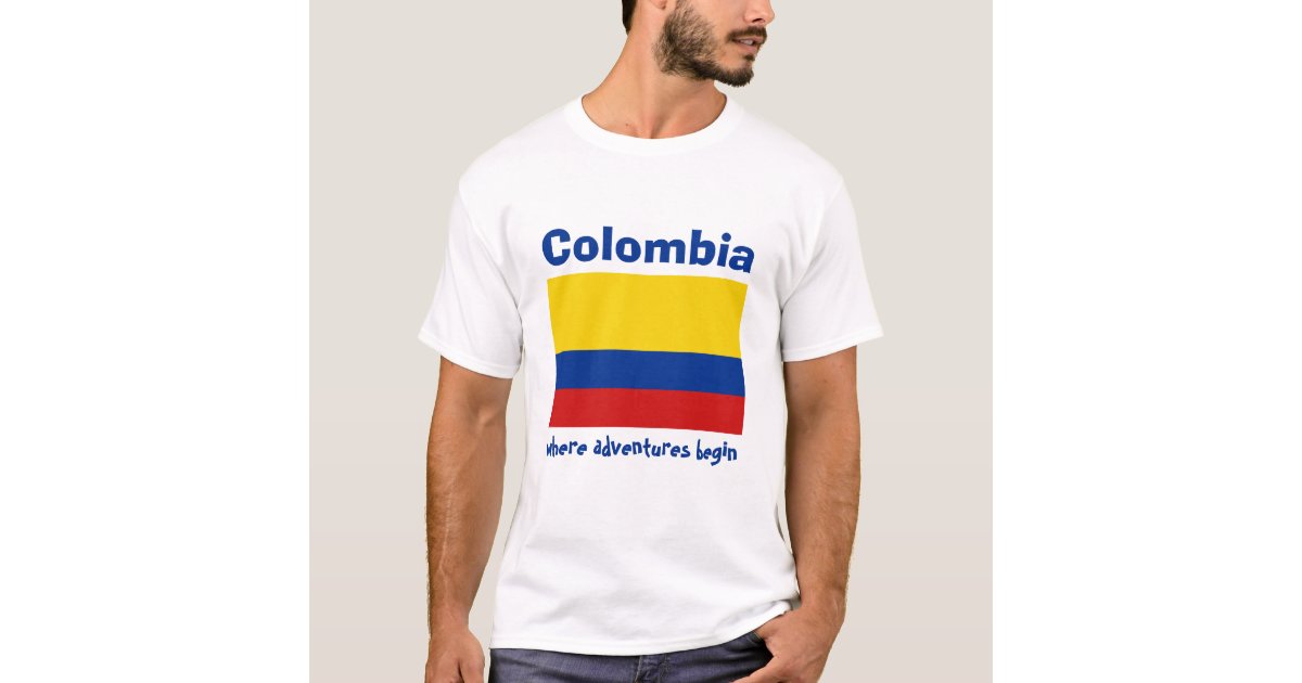Drapeau colombien Chemise Colombie Drapeau T Shirts Grunge Hommes T-shirt Épais S Noir vendu par