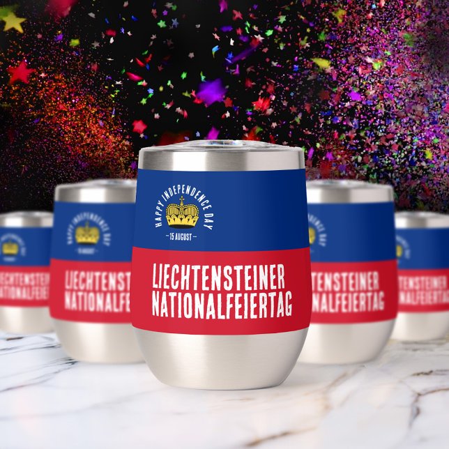 Drapeau de la fête nationale du Liechtenstein (Liechtenstein Independence Day August 15 Thermal Wine Tumbler Cover Photo)