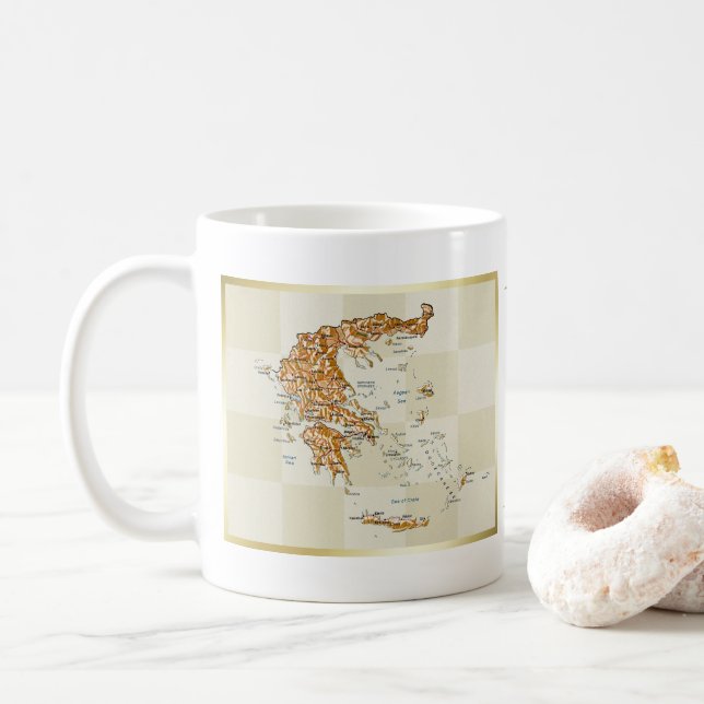 Drapeau de la Grèce + Tasse de carte (Avec donut)