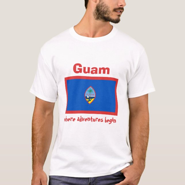 Drapeau de la Guam + Carte + T-shirt des textes (Devant)