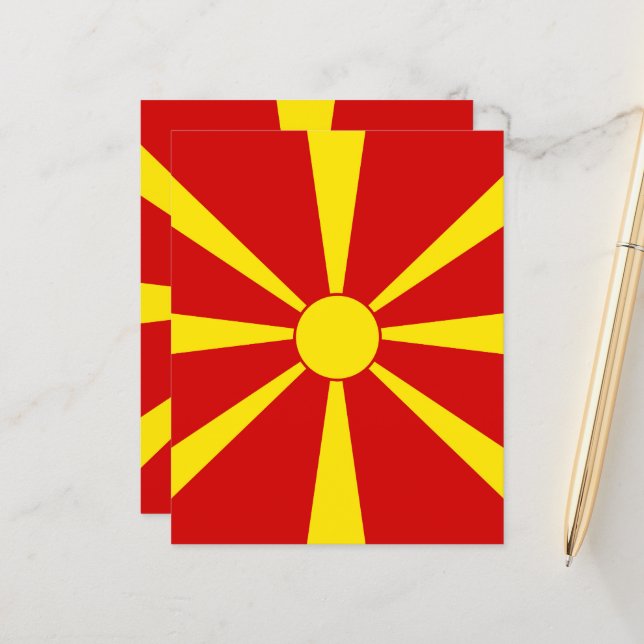 Drapeau de la Macédoine du Nord (Devant/Arrière en situation)