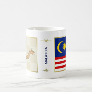Drapeau de la Malaisie + Tasse de carte