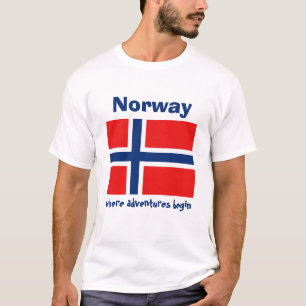 Drapeau de la Norvège + Carte + T-shirt des textes