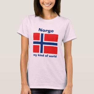 Drapeau de la Norvège + Carte + T-shirt des textes