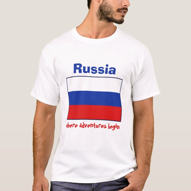 Drapeau de la Russie + Carte + T-shirt des textes (Devant)