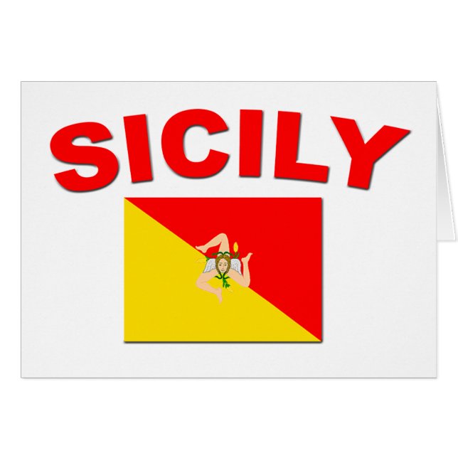 Drapeau de la Sicile - carte (Devant horizontal)
