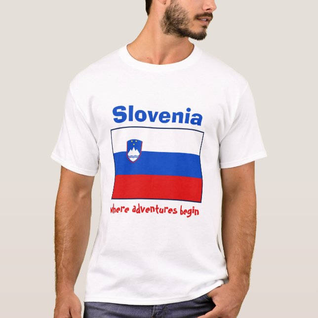 Drapeau de la Slovénie + Carte + T-shirt des (Devant)