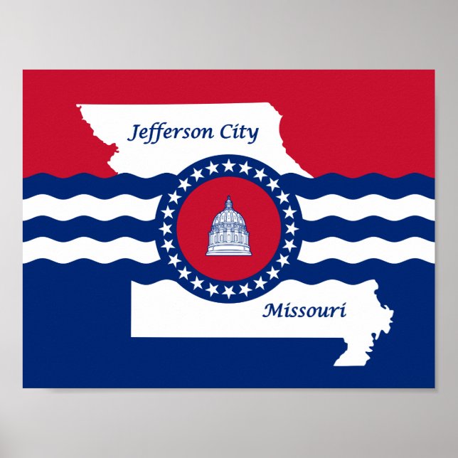 Drapeau de la ville de Jefferson, Missouri Poster (Devant)