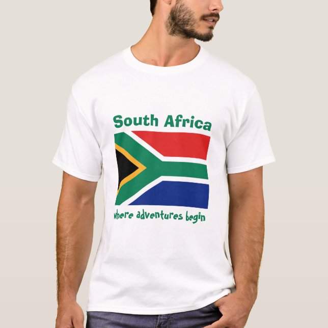 Drapeau de l'Afrique du Sud + Carte + T-shirt des (Devant)