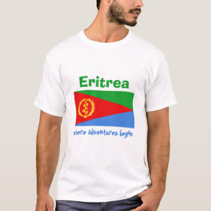 Drapeau de l'Érythrée + Carte + T-shirt des textes