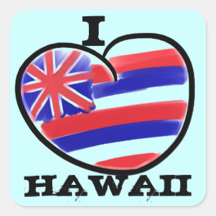 Drapeau de l'état de Heart Hawaii autocollants art