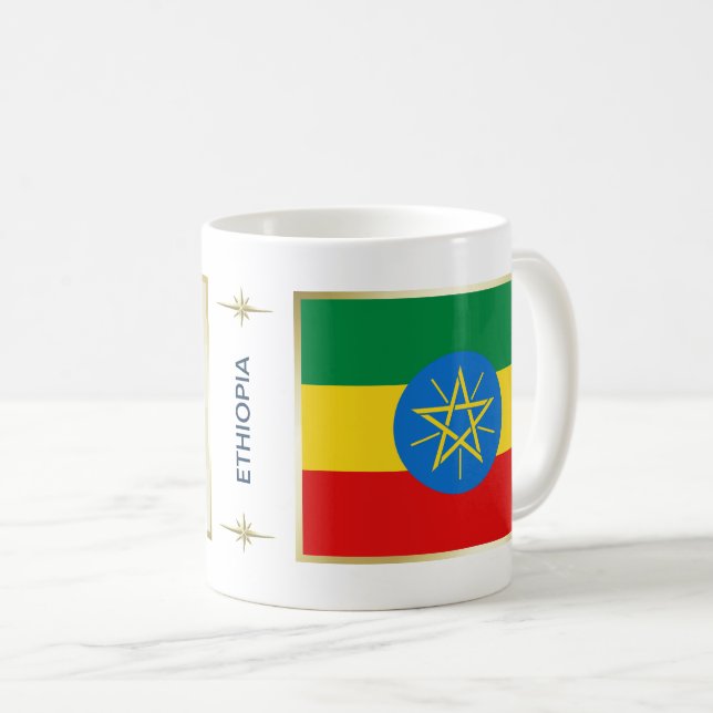Drapeau de l'Ethiopie + Tasse de carte (Devant droit)