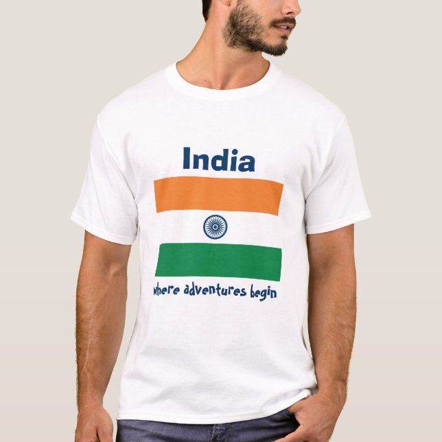 Drapeau de l'Inde + Carte + T-shirt des textes (Devant)