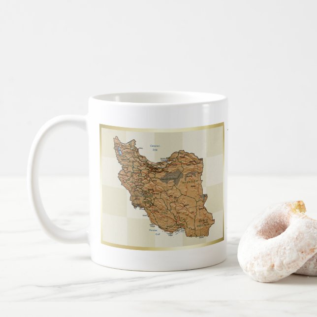 Drapeau de l'Iran + Tasse de carte (Avec donut)