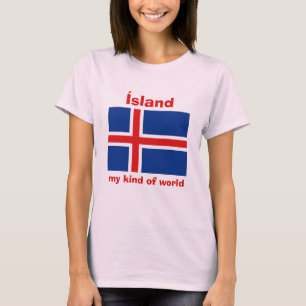 Drapeau de l'Islande + Carte + T-shirt des textes
