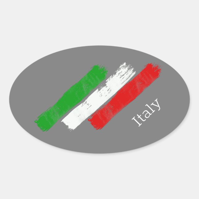 Drapeau de l'Italie.brush strokes. Sticker rectang (Devant)