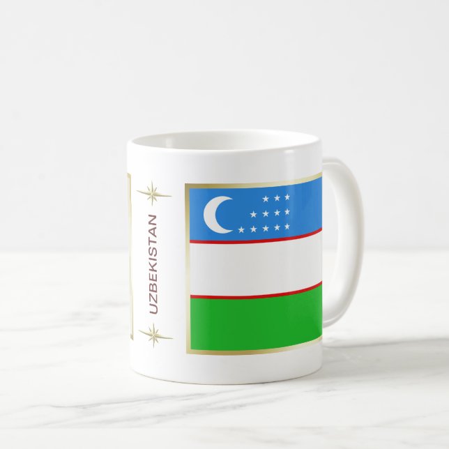 Drapeau de l'Ouzbékistan + Tasse de carte (Devant droit)