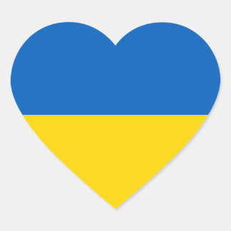 Drapeau de l'Ukraine Autocollant en forme de cœur