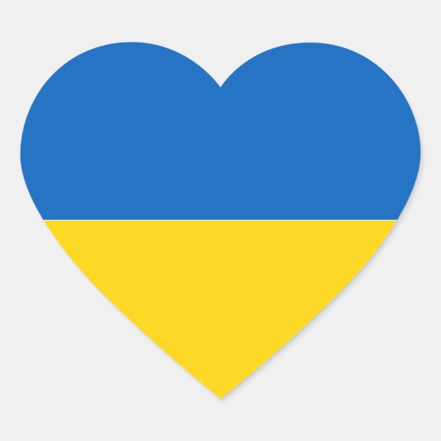 Drapeau de l'Ukraine Autocollant en forme de cœur (Devant)