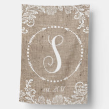 Monogramme Rustique Burlap & Lace