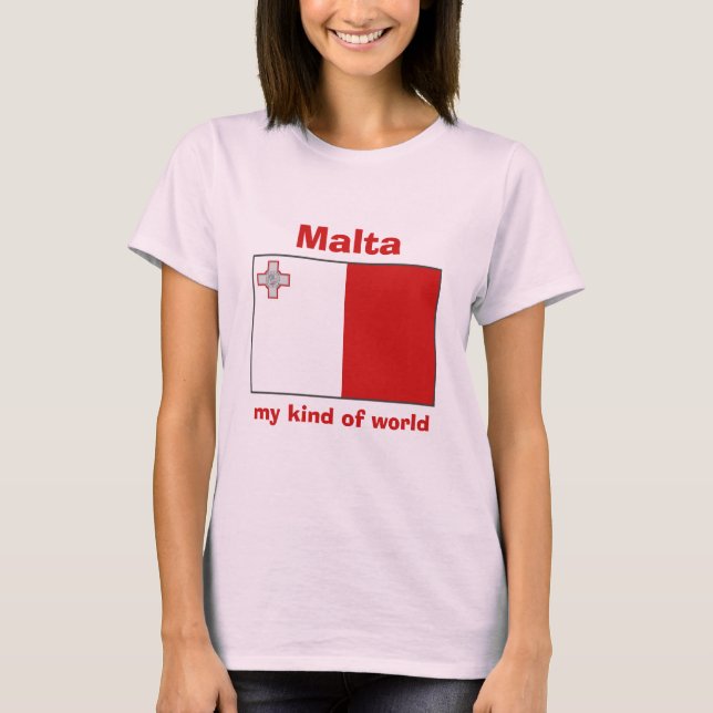 Drapeau de Malte + Carte + T-shirt des textes (Devant)