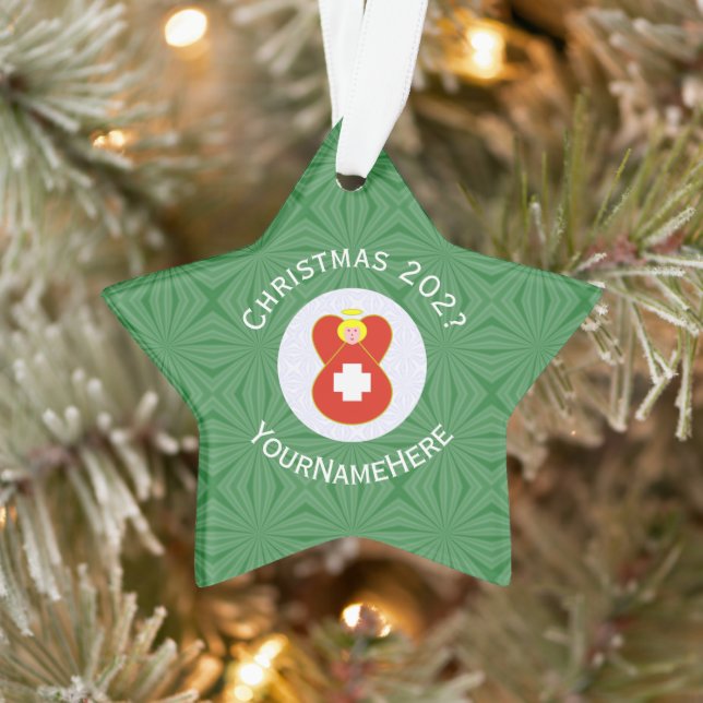 Drapeau de Noël ange suisse personnalisé  (Arbre)