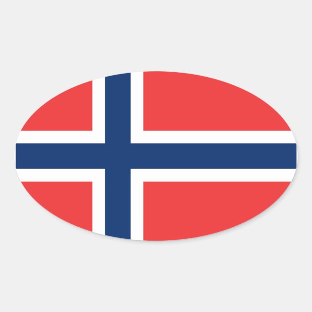 Drapeau de Norvège Sticker (ovale) (Devant)