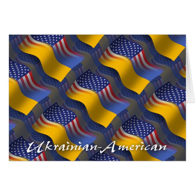 Drapeau de ondulation Ukrainien-Américain (Devant horizontal)
