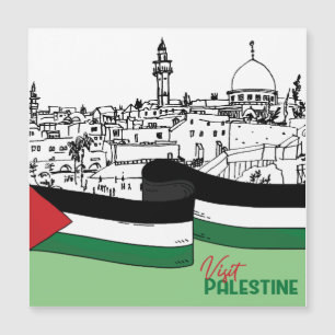 Drapeau de Palestine et vieilles maisons dessinées
