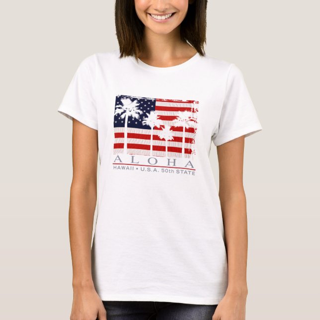 Drapeau de palme Hawaii T-Shirts pour dames (Devant)