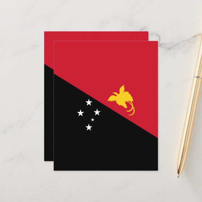 Drapeau de Papouasie-Nouvelle-Guinée (Devant/Arrière en situation)