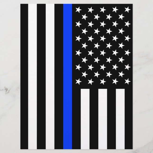Drapeau de police de la ligne bleue mince (Devant)