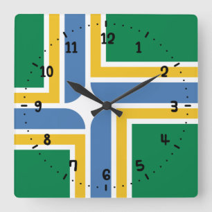 Drapeau de Portland, Oregon Carré Horloge murale