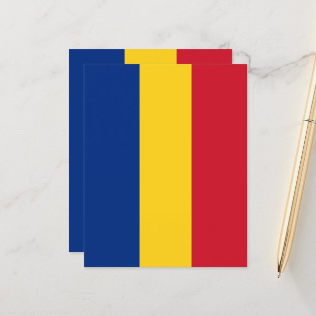 Drapeau de Roumanie (Devant/Arrière en situation)