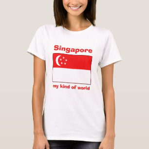 Drapeau de Singapour + Carte + T-shirt des textes