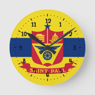 Drapeau de St Paul, Minnesota Carré Horloge murale