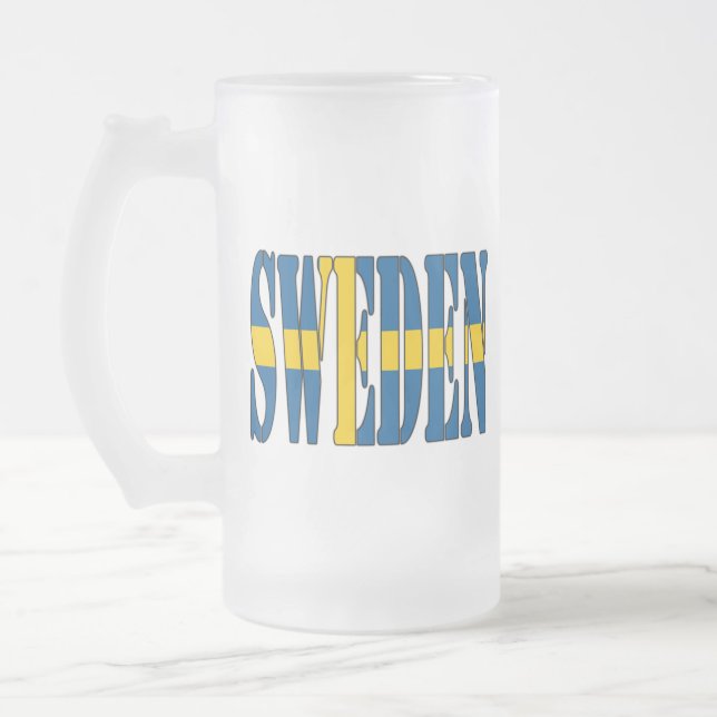 Drapeau de tasse en verre givré de la Suède (Gauche)