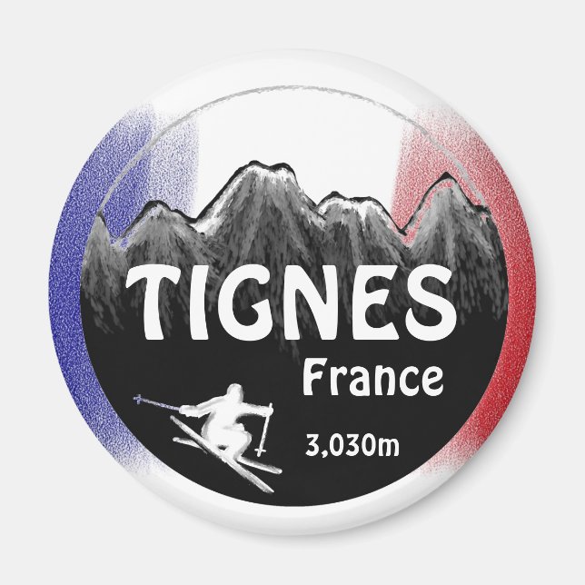 Drapeau de Tignes France logo de ski aimant d'art (Devant)